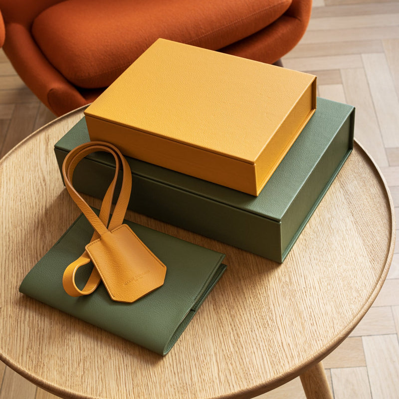 The Bookbox: Leather - Saffron - Medium