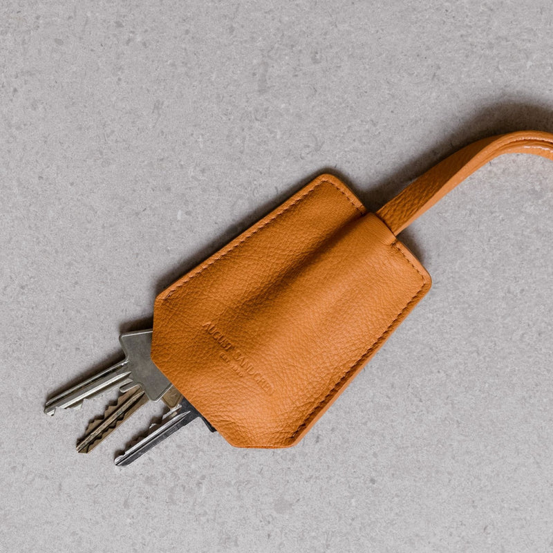 DailyObjects Hand Stitched Leather Keyring - Minimalist Genuine Leather Key Ring With Split Ring, Lightweight & Durable
