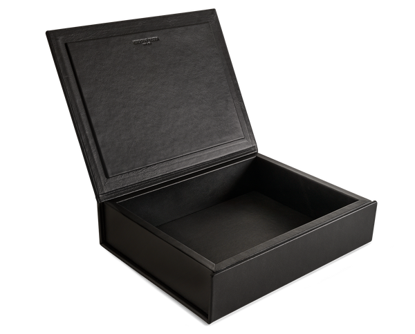 The Bookbox: Black Surplus Leather Box - Medium | August Sandgren