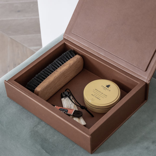 The Bookbox: Cognac Surplus Leather Box - Medium | August Sandgren