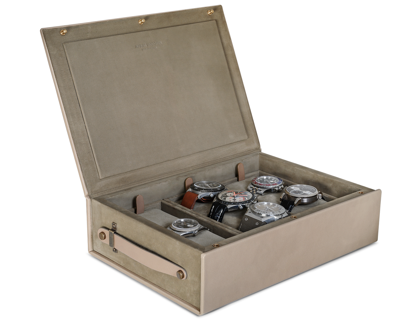The Watchbox: Leather - Light brown - Large